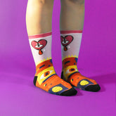 Pink Heart Pattern Printed Crew Socks